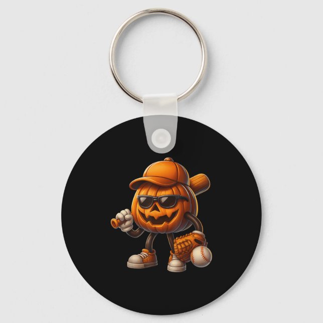 Spooky Jack o lantern Baseball Halloween Costumes Nyckelring (Framsida)