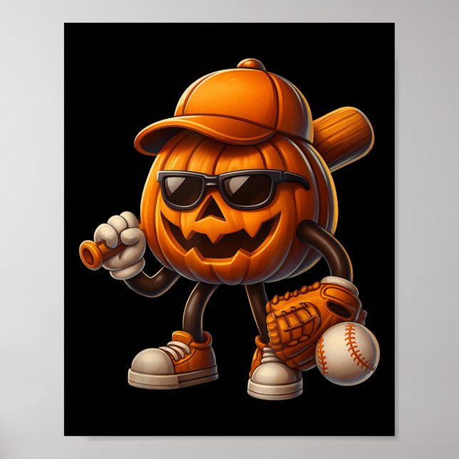 Spooky Jack o lantern Baseball Halloween Costumes Poster (Framsidan)