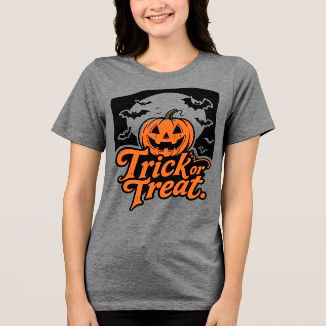 Spooky Jack-o'-Lantern Bus eller godis Halloween T Shirt (Framsida)