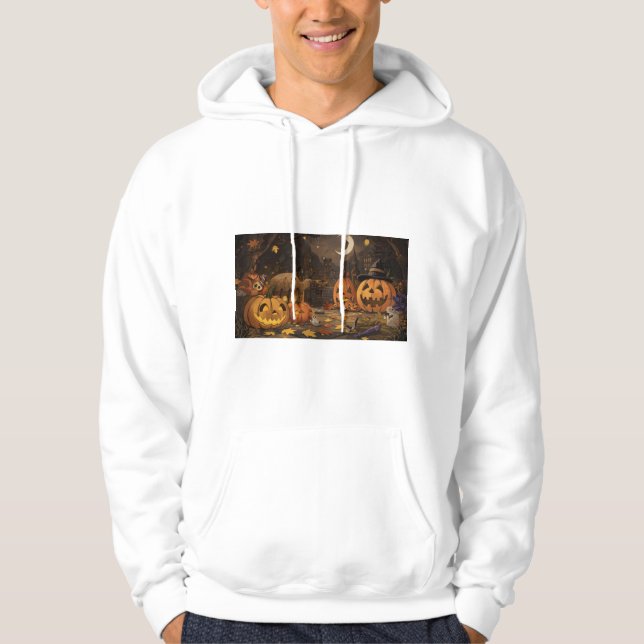 Spooky Jack-o'-Lantern Halloween Pullover Hoodie. Hoodie (Framsida)