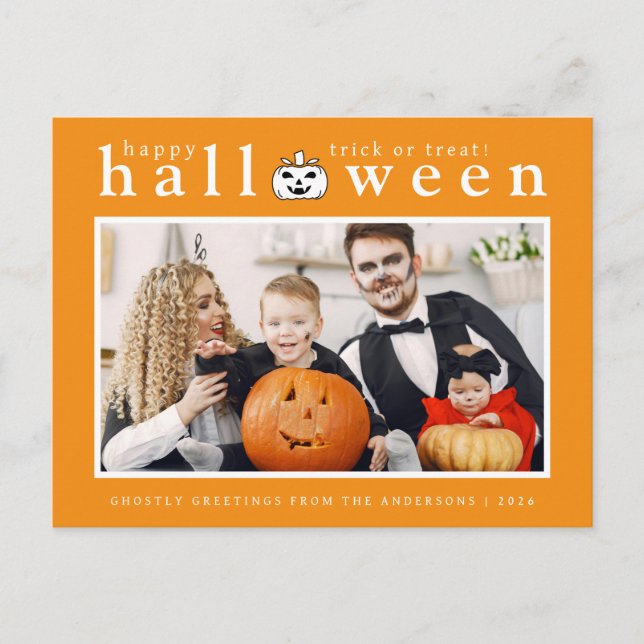Spooky Jack-o'-lantern Happy halloween 1 Photo Helg Vykort (Framsida)