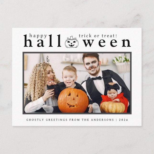 Spooky Jack-o'-lantern Happy halloween 1 Photo Helg Vykort (Framsida)