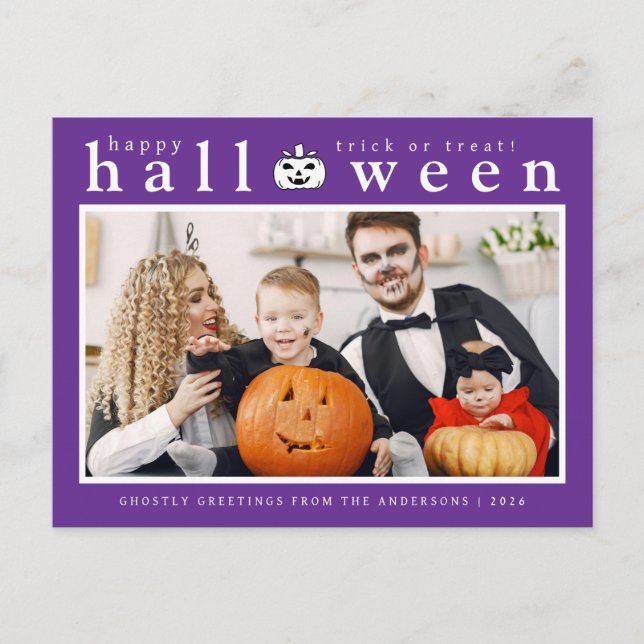 Spooky Jack-o'-lantern Happy halloween 1 Photo Helg Vykort (Framsida)