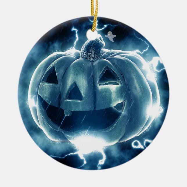 Spooky Jack-o-Lantern Julgransprydnad Keramik (Framsidan)