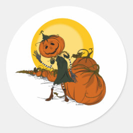 Spooky Jack o lantern Vintage Halloween Sticker Runt Klistermärke