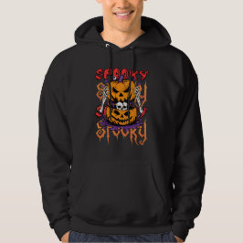 Spooky Jack-O-Lantern with Skull and Skeleton Hand Hoodie