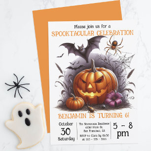 Spooky Jack o'Lantern Barn Birthday Halloween Inbjudningar