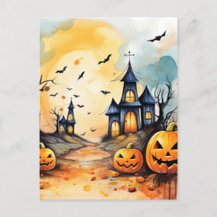 Spooky Jack O'Lanternes Fladdermus Halloween Helg Vykort