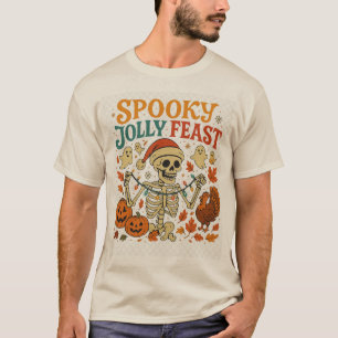 Spooky Jolly Feast Skeleton T Shirt