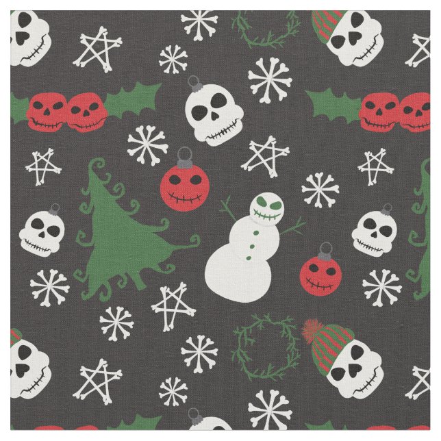 Spooky jul Creepy Goth Thned Helgdag Tyg (Närbild)