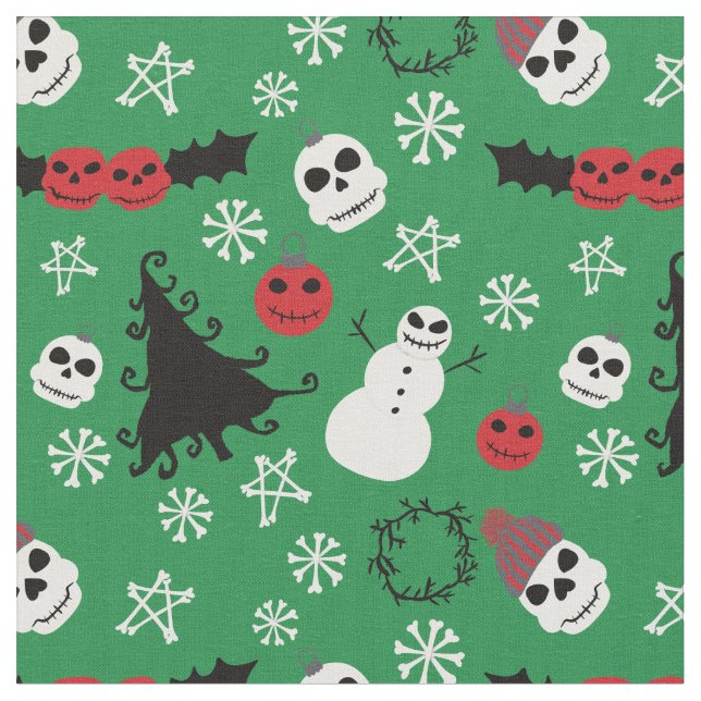 Spooky jul Creepy Goth Thned Helgdag Tyg (Närbild)