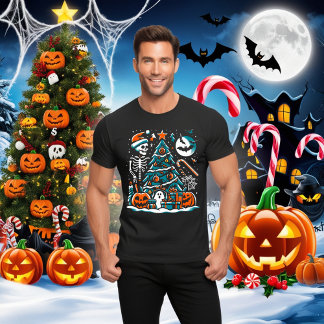 Spooky jul där Haunts träffar Helgdag Cheer T Shirt