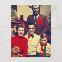 Spooky jul Horror Retro Family Porträtt Vykort