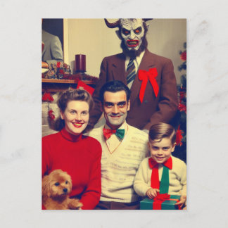 Spooky jul Horror Retro Family Porträtt Vykort