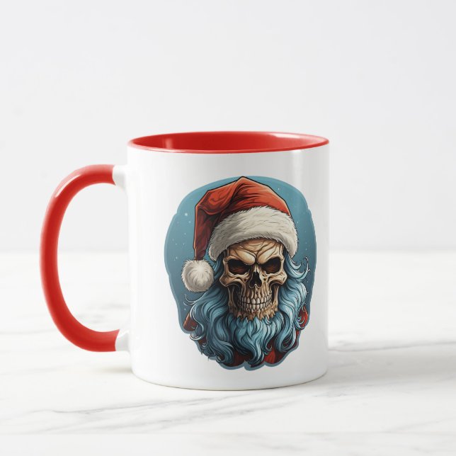 Spooky jul Santa Skull Funny Julafton Mugg (Vänster)