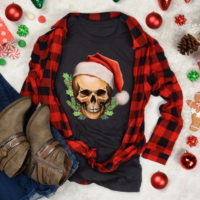 Spooky jul Santa Skull T Shirt (Skapare uppladdad)