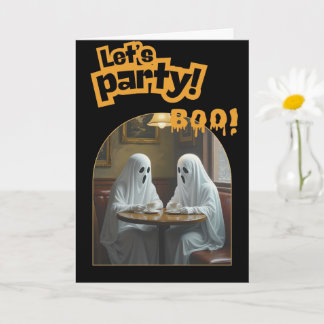 Spooky-kaffedatum | Ghost Halloween-inbjudan Kort
