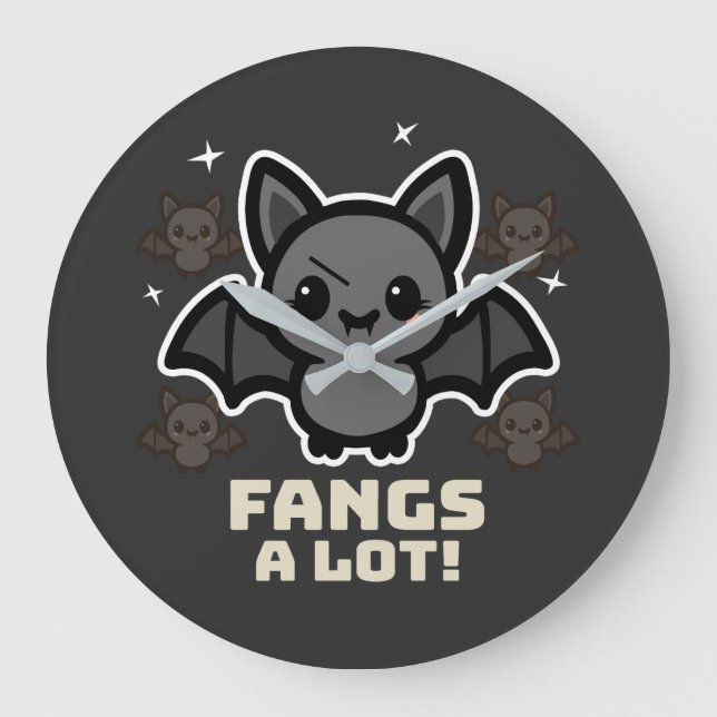 Spooky Kawaii Fladdermus Halloween Large Clock Stor Klocka (Framsida)