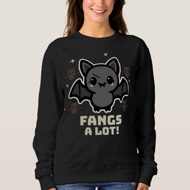 Spooky Kawaii Fladdermus Halloween Women's Sweatsh T Shirt (Framsida)