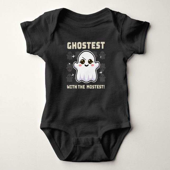 Spooky Kawaii Ghost Halloween Baby. Bodykostym T Shirt (Framsida)