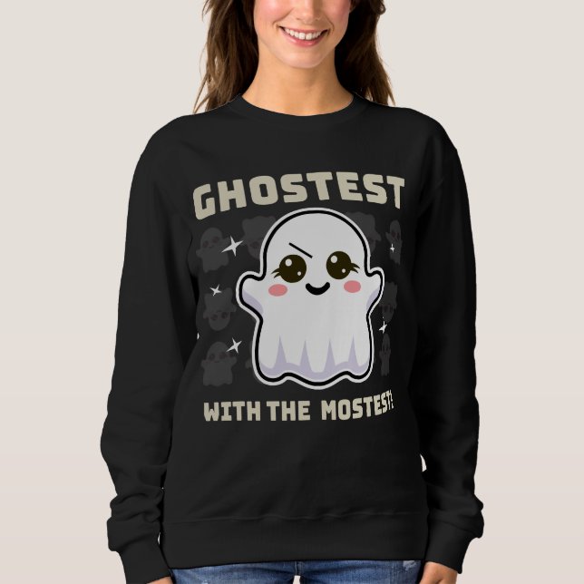 Spooky Kawaii Ghost Halloween Women's Sweatshirt T Shirt (Framsida)
