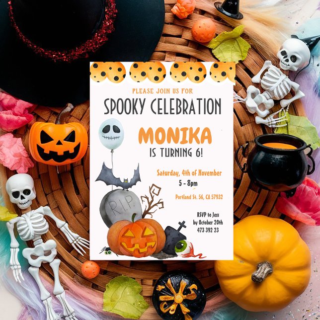 Spooky Kids Halloween Födelsedagsfest Inbjudningar (Skapare uppladdad)