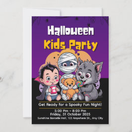 Spooky Kids Halloween Party Invitation Inbjudningar