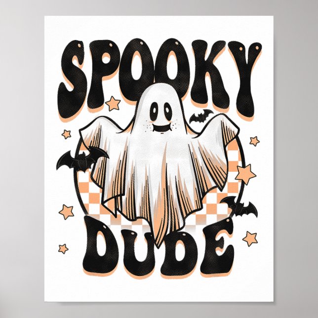 Spooky Killen Groovy Ghost Halloween Costume Kids  Poster (Framsidan)