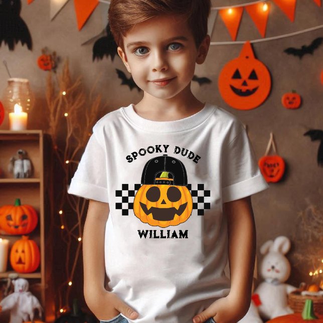 Spooky Killen Retro Pumpkin Småbarn Boys Halloween T Shirt (Spooky Dude Retro Pumpkin Toddler Boys Halloween Tri-Blend Shirt)