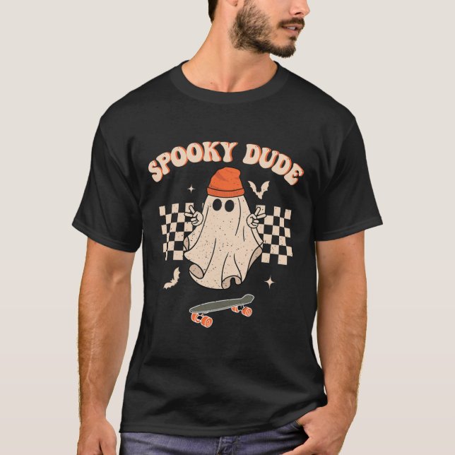 Spooky Killen Småbarn Retro Groovy Hippie Hallowee T Shirt (Framsida)