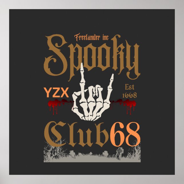 Spooky klubb Dekorativ kudde Poster (Framsidan)
