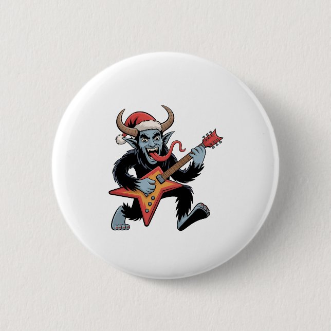 Spooky Krampus Guitar Electric Sten jul Knapp (Framsida)