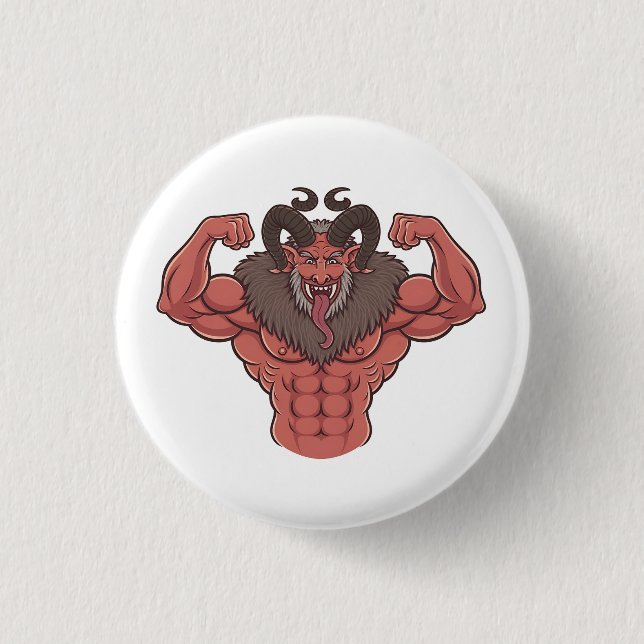 Spooky Krampus julflexing Muscle Fitness Knapp (Framsida)