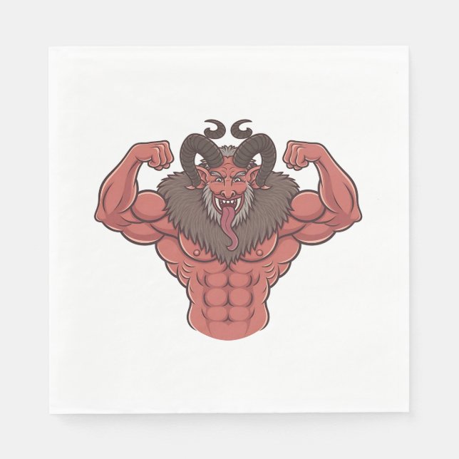 Spooky Krampus julflexing Muscle Fitness Pappersservett (Framsidan)