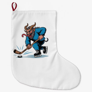 Spooky Krampus Spela Ice Hockey jul Stor Julstrumpa