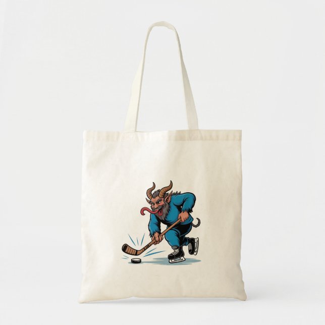 Spooky Krampus Spela Ice Hockey jul Tygkasse (Framsidan)