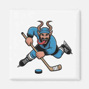 Spooky Krampus spelar Ice Hockey Sport Magnet