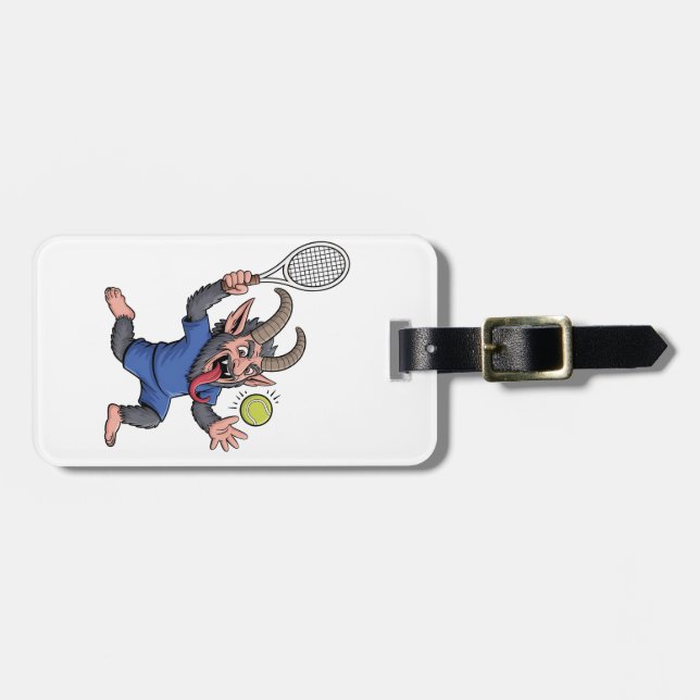 Spooky Krampus Spelar Tennis-jul Bagagebricka (Horisontell Framsida)