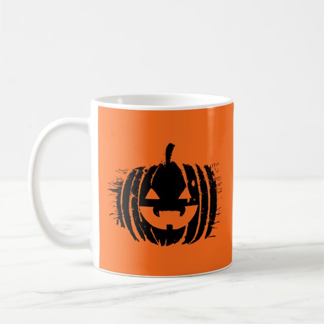 Spooky Laughing Pumpkin Head | Halloween Kaffemugg (Vänster)