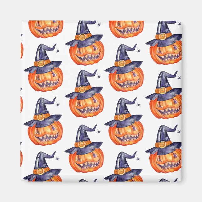 Spooky leende Halloween-pumpa Magnet (Framsidan)