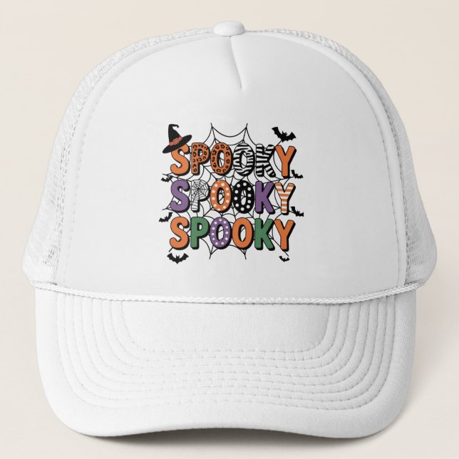 Spooky Lettering Witch Hat och Fladdermus Hallowee Keps (Framsida)