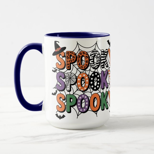 Spooky Lettering Witch Hat och Fladdermus Hallowee Mugg (Vänster)