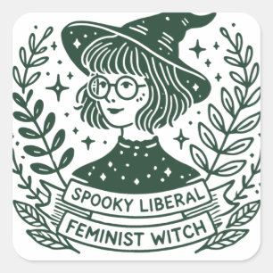 SPOOKY liberal feministisk Witch Fyrkantigt Klistermärke