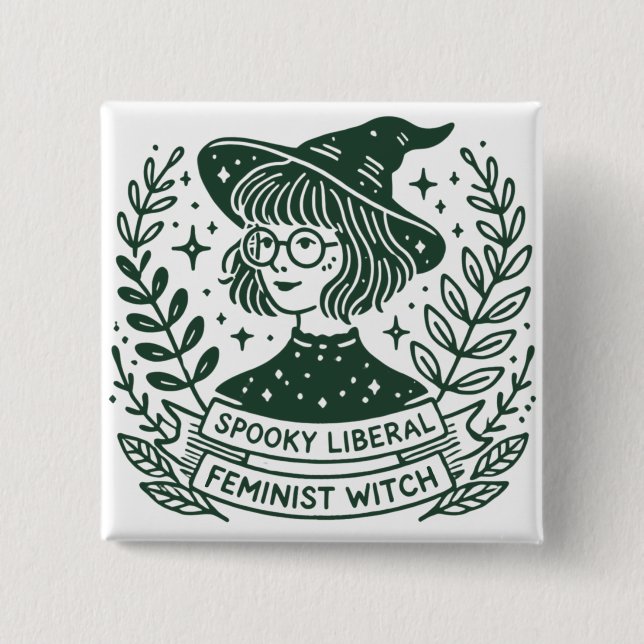 SPOOKY liberal feministisk Witch Knapp (Framsida)