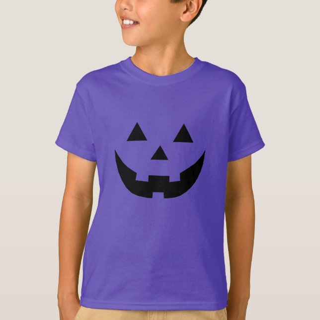 Spooky lila svart Jack o lantern gullig Halloween T Shirt (Framsida)
