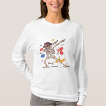 Spooky Lila Tecknad Skeleton Dabbing Art
