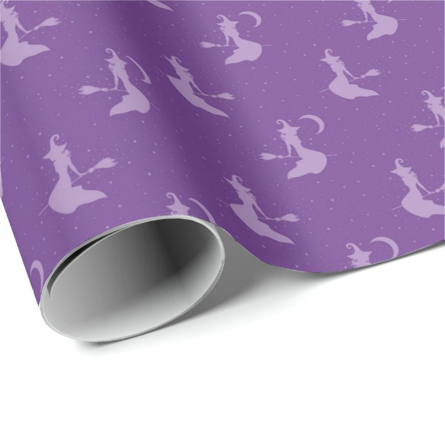 Spooky Lila Witch Wrapping Papper Roll Presentpapper (Rullad Hörn)