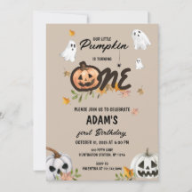 Spooky Little Pumpkin First Birthday-inbjudan