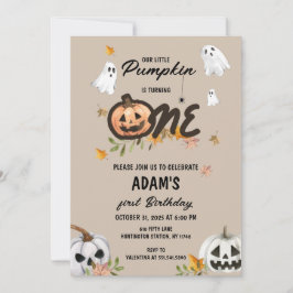 Spooky Little Pumpkin First Birthday-inbjudan Inbjudningar