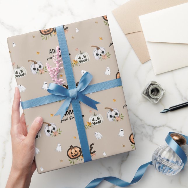 Spooky Little Pumpkin First Birthday Presentpapper (Gifting)